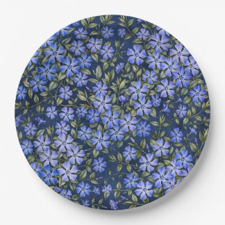 Assiettes En Carton Charmantes fleurs de pervenche dispersées bleu pro