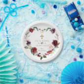 Assiettes En Carton Charme Blanc Fleurs De Crème Il Est Ressuscité Or  (Fête)