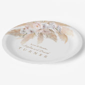 Assiettes En Carton Charme Blanc Orchidée Blush Rose Pampas Mariage en (Angle)