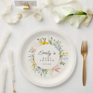 Assiettes En Carton Charme de jardin fleur sauvage Baby shower