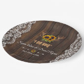 Assiettes En Carton Charme Fleurs de soleil rustiques Antlers Dentelle (Angle)