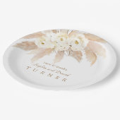 Assiettes En Carton Charme Roses Blanches Pampas Mariage en herbe (Angle)