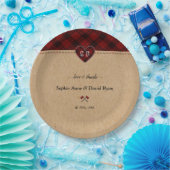 Assiettes En Carton Charme Rustique Buffalo Rouge Plaid Monogramme Mar (Fête)
