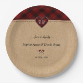 Assiettes En Carton Charme Rustique Buffalo Rouge Plaid Monogramme Mar (Devant)