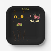 Assiettes En Carton Charming Black Cats Yellow Eyes (Recto)