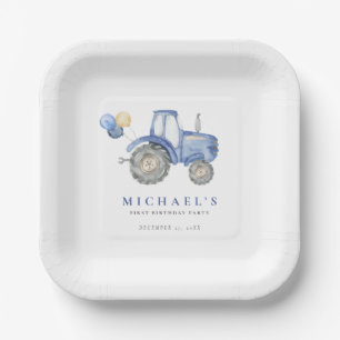 Assiettes En Carton Charming Blue Tractor Anniversaire