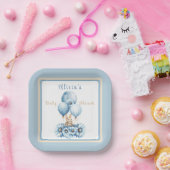 Assiettes En Carton Charming Bunny In Blue Boy's Baby shower (Fête)