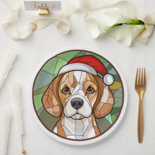 Assiettes En Carton Charming Canine Cheer : Noël à thème Beagle (Mariage)