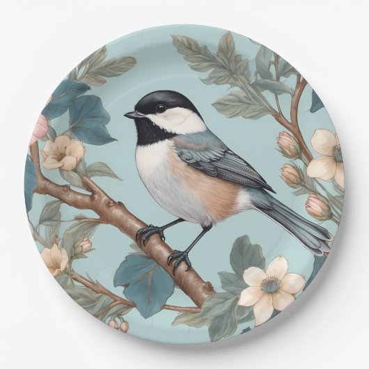 Assiettes En Carton Charming Chickadee Bird (Devant)