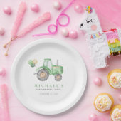 Assiettes En Carton Charming Green Tractor Anniversaire (Fête)
