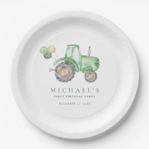 Assiettes En Carton Charming Green Tractor Anniversaire