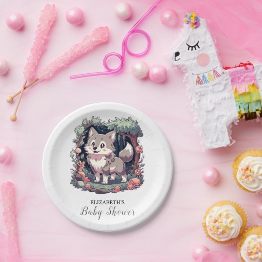 Assiettes En Carton Charming Happy Wolf Baby shower (Fête)