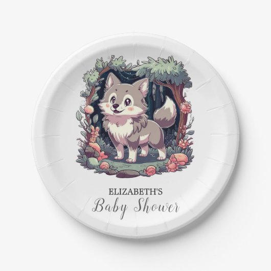 Assiettes En Carton Charming Happy Wolf Baby shower (Devant)