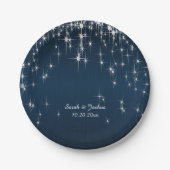 Assiettes En Carton Charming Star Struck Mariage | bleu marine (Devant)