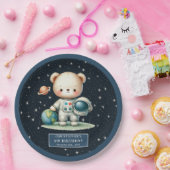 Assiettes En Carton Charming Teddy Bear Astronaut Baby shower Party (Fête)