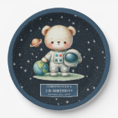 Assiettes En Carton Charming Teddy Bear Astronaut Baby shower Party (Devant)