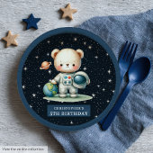Assiettes En Carton Charming Teddy Bear Astronaut Baby shower Party