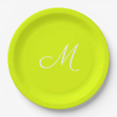 Assiettes En Carton Chartreuse jaune - monogrammed (Devant)