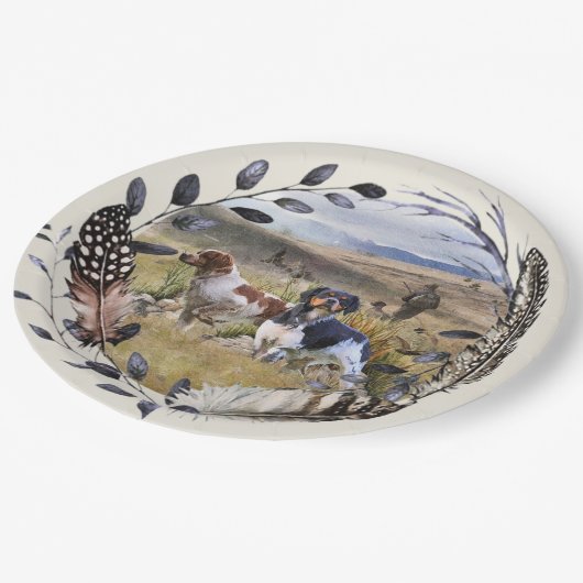 Assiettes En Carton Chasse à la caille avec un Espagnol breton, Art (Angle)