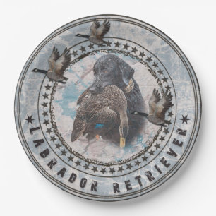 Assiettes En Carton Chasse au canard avec un Labrador Retriever