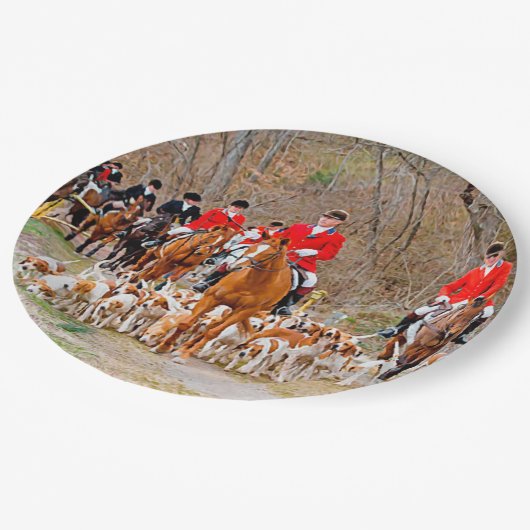 Assiettes En Carton Chasse aux chiens (Angle)