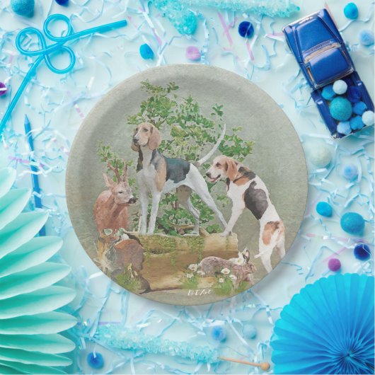 Assiettes En Carton Chasse aux chiens (Fête)