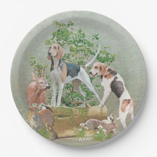 Assiettes En Carton Chasse aux chiens (Devant)