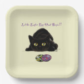 Assiettes En Carton Chasse aux oeufs de Pâques Chat amusant (Recto)