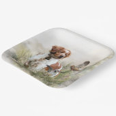 Assiettes En Carton Chasse avec un chien breton, Art (Angulaire)