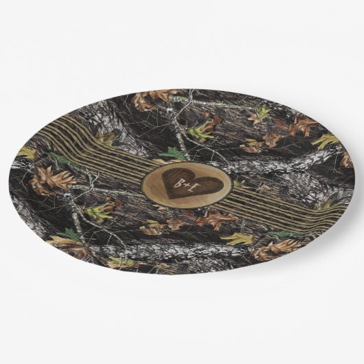 Assiettes En Carton Chasse cardiaque sculptée Camo Party Plaques pour (Angle)