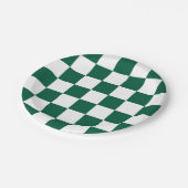 Assiettes En Carton Chasseur À damiers vert et blanc (Angle)