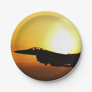 Assiettes En Carton chasseur à réaction militaire Silhouette