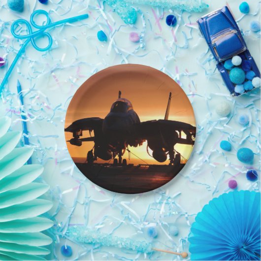 Assiettes En Carton chasseur à réaction militaire Silhouette (Fête)