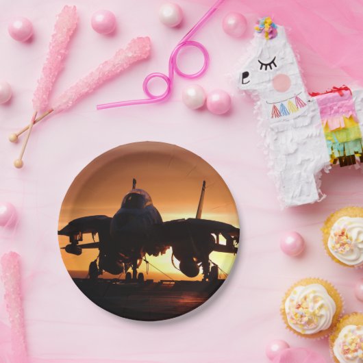 Assiettes En Carton chasseur à réaction militaire Silhouette (Fête)