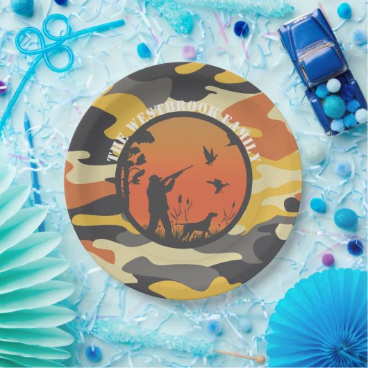 Assiettes En Carton Chasseur de canards et camouflage (Fête)