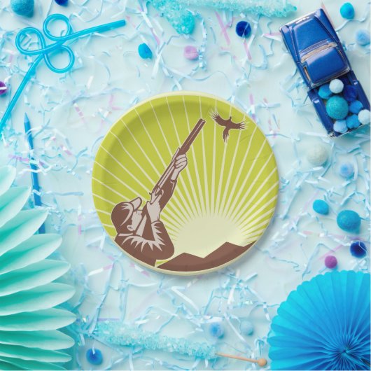 Assiettes En Carton Chasseur Tirant Sur Une Oie (Fête)