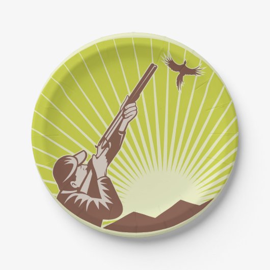 Assiettes En Carton Chasseur Tirant Sur Une Oie (Devant)