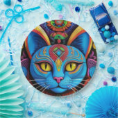 Assiettes En Carton Chat Abstrait aux yeux jaunes (Fête)