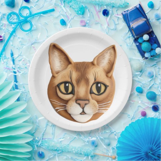 Assiettes En Carton Chat abyssinien 3D inspiré (Fête)
