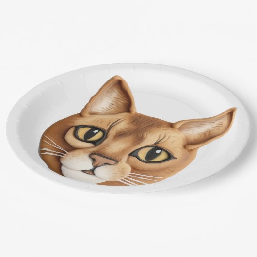 Assiettes En Carton Chat abyssinien 3D inspiré (Angle)