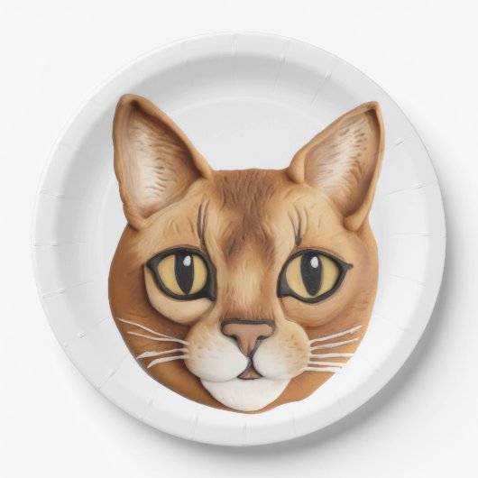 Assiettes En Carton Chat abyssinien 3D inspiré (Devant)