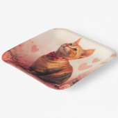 Assiettes En Carton Chat abyssinien avec Rose - Saint Valentin (Angulaire)