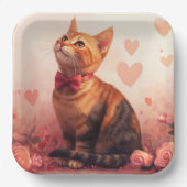 Assiettes En Carton Chat abyssinien avec Rose - Saint Valentin (Recto)
