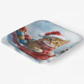 Assiettes En Carton Chat abyssinien en sledge laissez-le neiger Noël (Angulaire)