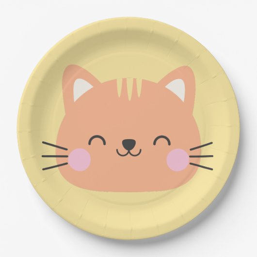 Assiettes En Carton Chat Anniversaire Enfants Salle Mur Art Plaques en (Devant)