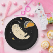 Assiettes En Carton Chat astronaute dans l'espace Taco Moon (Fête)