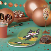 Assiettes En Carton Chat Avec Plaques Papier Argent