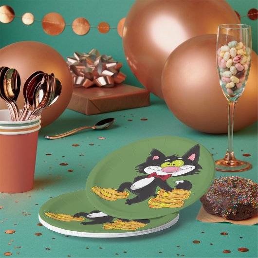 Assiettes En Carton Chat Avec Plaques Papier Argent