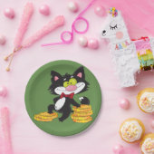 Assiettes En Carton Chat Avec Plaques Papier Argent (Fête)