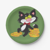 Assiettes En Carton Chat Avec Plaques Papier Argent (Devant)